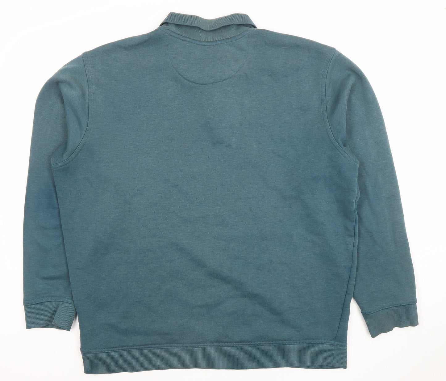 EWM Men's Blue Collared Henley Sweatshirt Size L Regular Fit