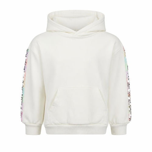 F&F Girls White Sequin Sleeve Pullover Hoodie 3-4 Years Cotton Blend