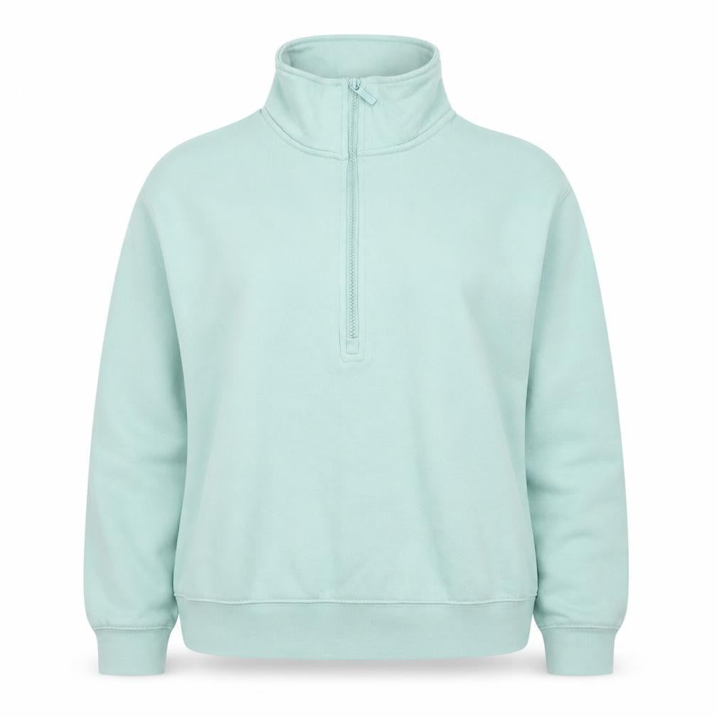 Front view of Dunnes Women Aqua 1/2 Zip Fleece Sweatshirt Small
