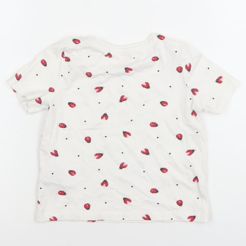 Primark Girls White Ladybird Print Cotton T-Shirt 3-4 Years