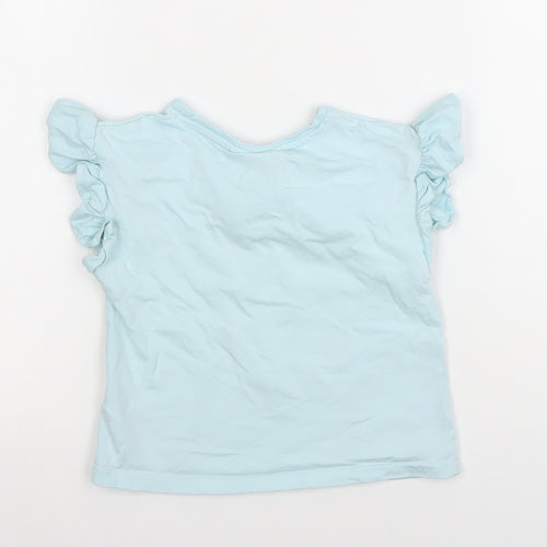 Gabby's Dollhouse Girls Blue Ruffle Sleeve T-Shirt 10 Years Cotton Graphic Top