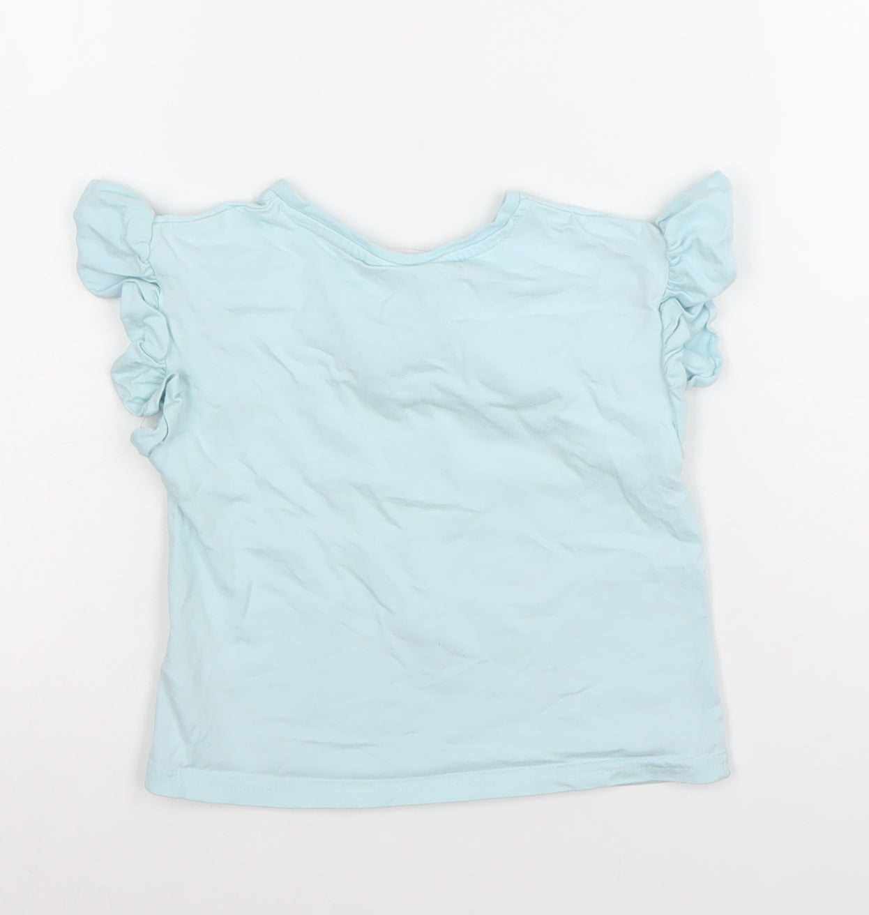 Gabby's Dollhouse Girls Blue Ruffle Sleeve T-Shirt 10 Years Cotton Graphic Top