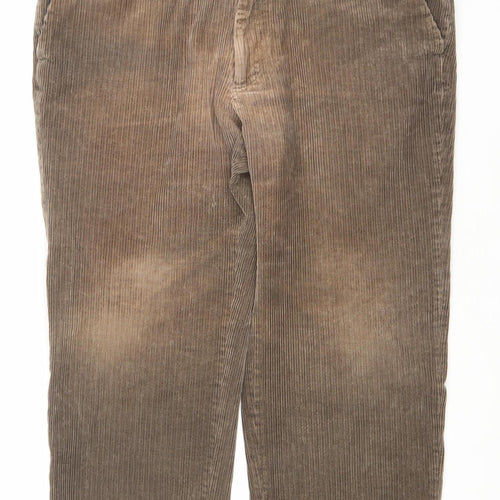 Marks and Spencer Men's Brown Corduroy Regular Fit Trousers 38W 33L