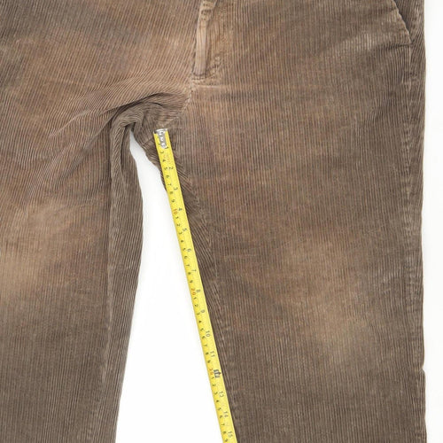 Marks and Spencer Men's Brown Corduroy Regular Fit Trousers 38W 33L