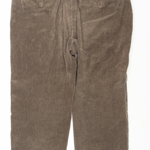 Marks and Spencer Men's Brown Corduroy Regular Fit Trousers 38W 33L
