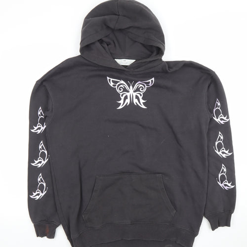 H&M Girls Black Butterfly Graphic Pullover Hoodie - 14 Years
