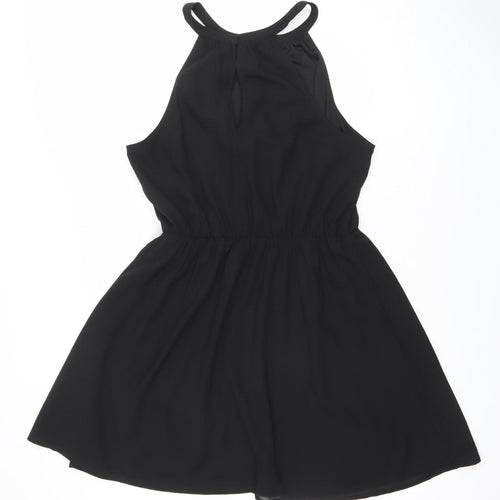 GUESS Women's Black Halter A-Line Chiffon Short Dress Size L