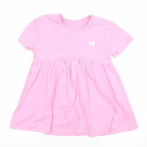 Dunnes Stores Girls Pink Butterfly T-Shirt Dress 2-3 Years Cotton