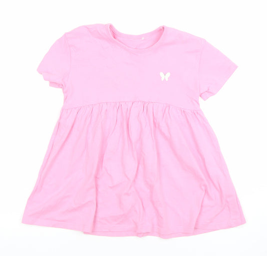 Dunnes Stores Girls Pink Butterfly T-Shirt Dress 2-3 Years Cotton