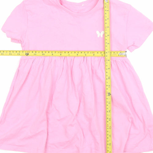 Dunnes Stores Girls Pink Butterfly T-Shirt Dress 2-3 Years Cotton