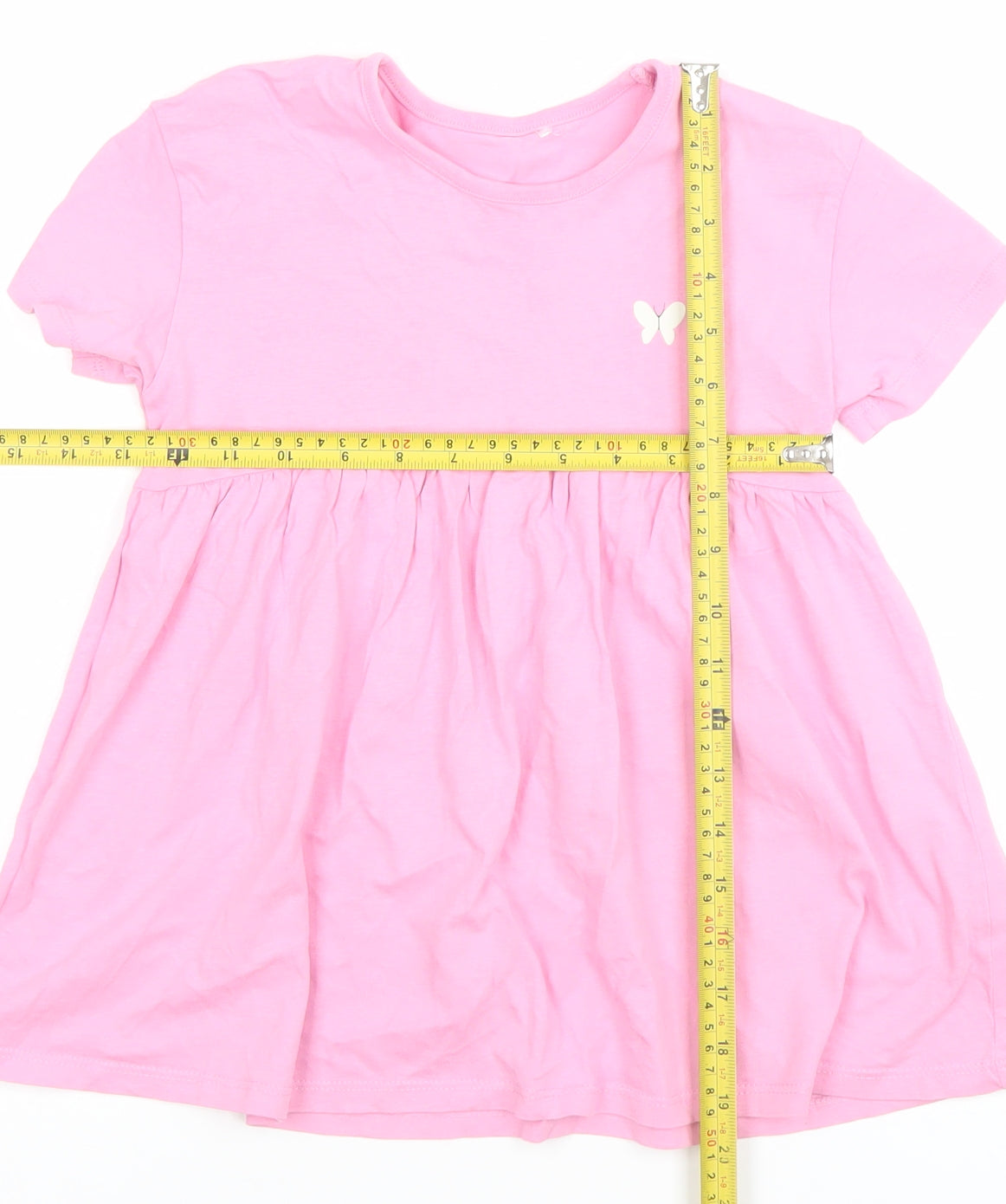 Dunnes Stores Girls Pink Butterfly T-Shirt Dress 2-3 Years Cotton
