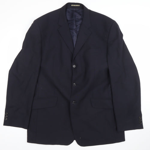 Next Men's Blue Wool Blend 42R Regular Fit 3-Button Blazer