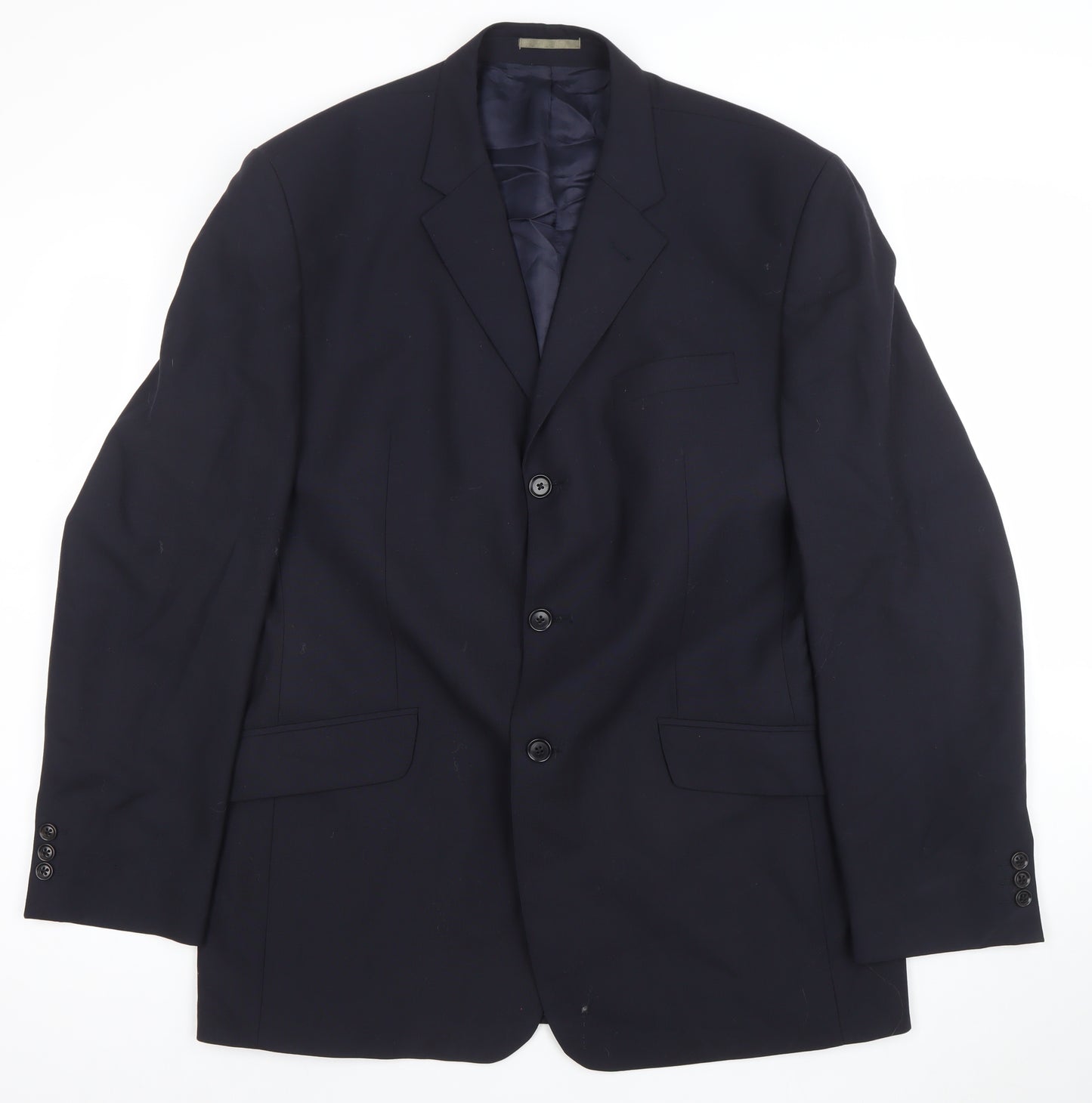Next Men's Blue Wool Blend 42R Regular Fit 3-Button Blazer