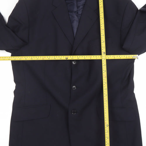 Next Men's Blue Wool Blend 42R Regular Fit 3-Button Blazer