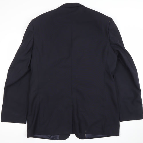 Next Men's Blue Wool Blend 42R Regular Fit 3-Button Blazer