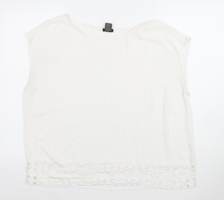 Ann Taylor Women's White Sleeveless Blouse Top Size XL