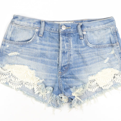 Abercrombie & Fitch Women's Blue High Rise Festival Cut-Off Denim Shorts Size 4