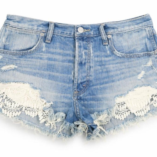 Abercrombie & Fitch Women's Blue High Rise Festival Cut-Off Denim Shorts Size 4
