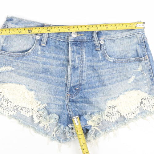 Abercrombie & Fitch Women's Blue High Rise Festival Cut-Off Denim Shorts Size 4