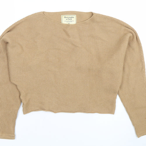 Abercrombie & Fitch Women's Beige Ribbed Pullover Jumper XS