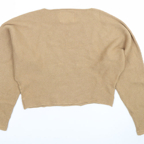 Abercrombie & Fitch Women's Beige Ribbed Pullover Jumper XS
