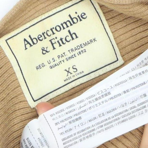 Abercrombie & Fitch Women's Beige Ribbed Pullover Jumper XS