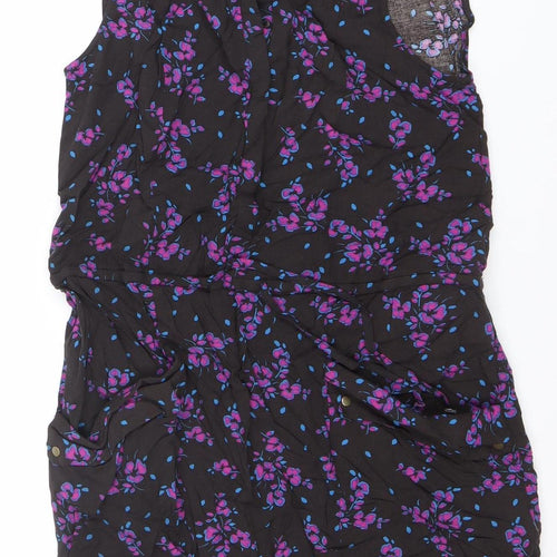 GAP Women's Black Floral Sleeveless Knee Length Shift Dress Size M