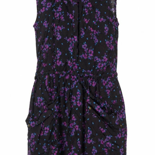 GAP Women's Black Floral Sleeveless Knee Length Shift Dress Size M
