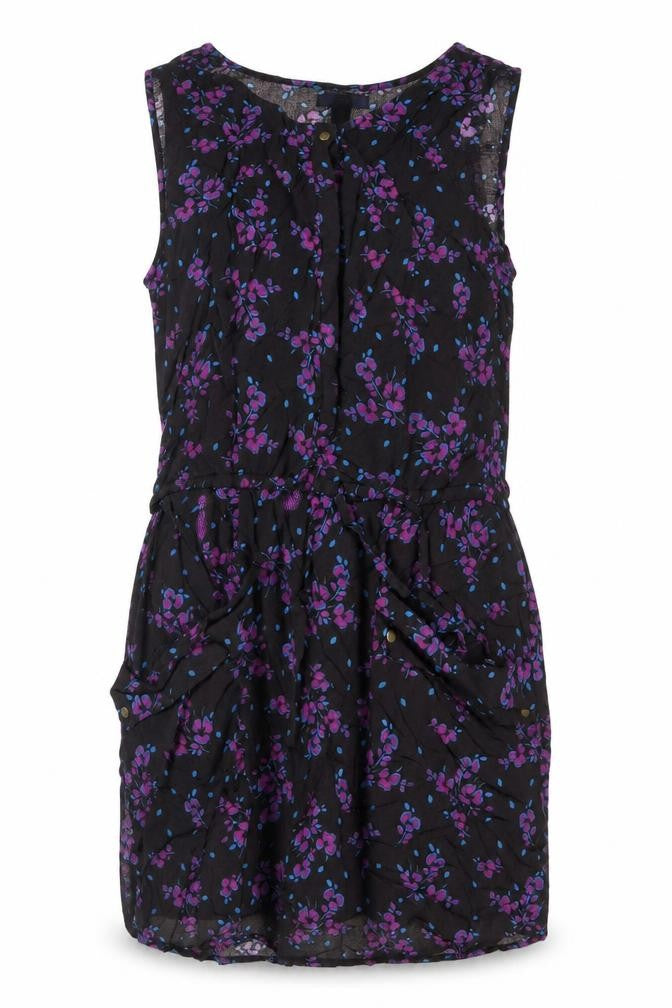 GAP Women's Black Floral Sleeveless Knee Length Shift Dress Size M