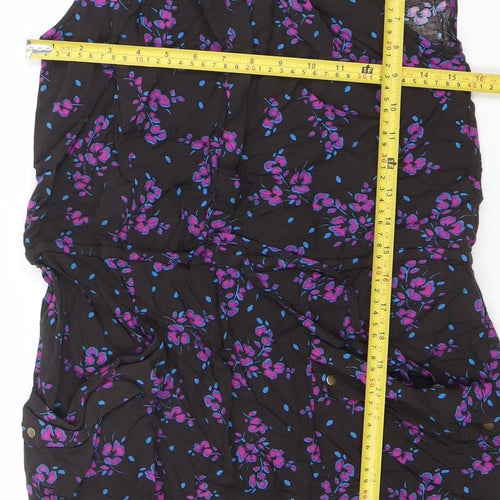 GAP Women's Black Floral Sleeveless Knee Length Shift Dress Size M