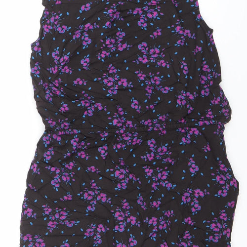 GAP Women's Black Floral Sleeveless Knee Length Shift Dress Size M