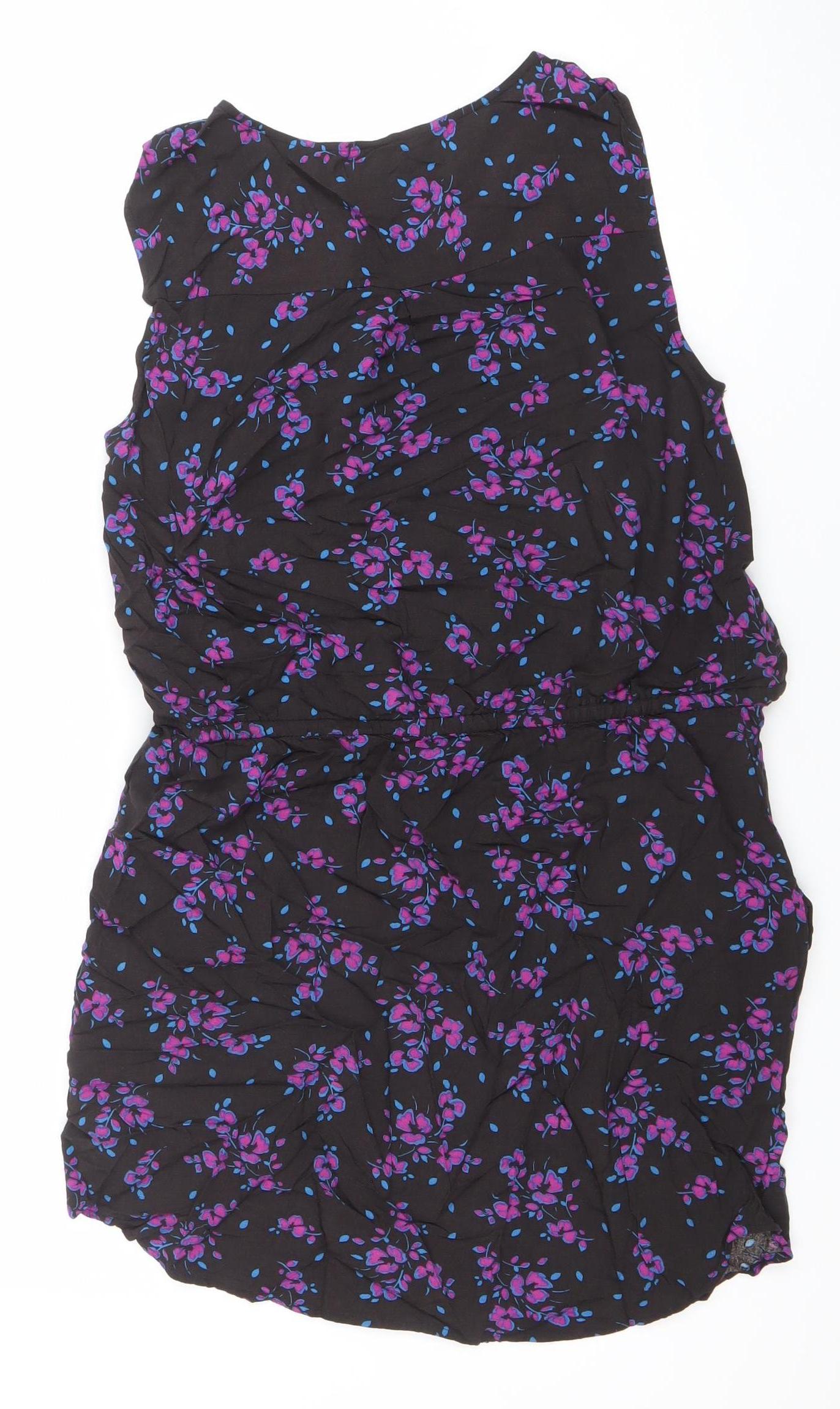 GAP Women's Black Floral Sleeveless Knee Length Shift Dress Size M