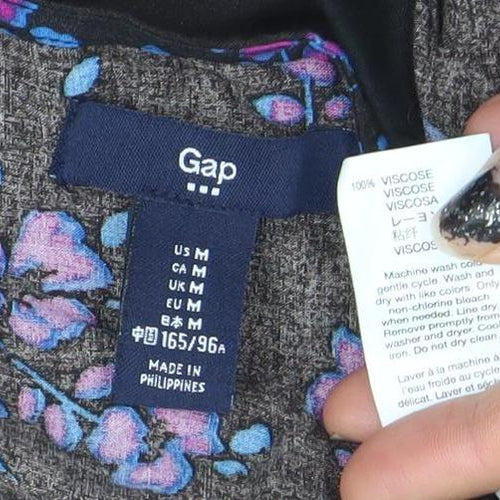 GAP Women's Black Floral Sleeveless Knee Length Shift Dress Size M