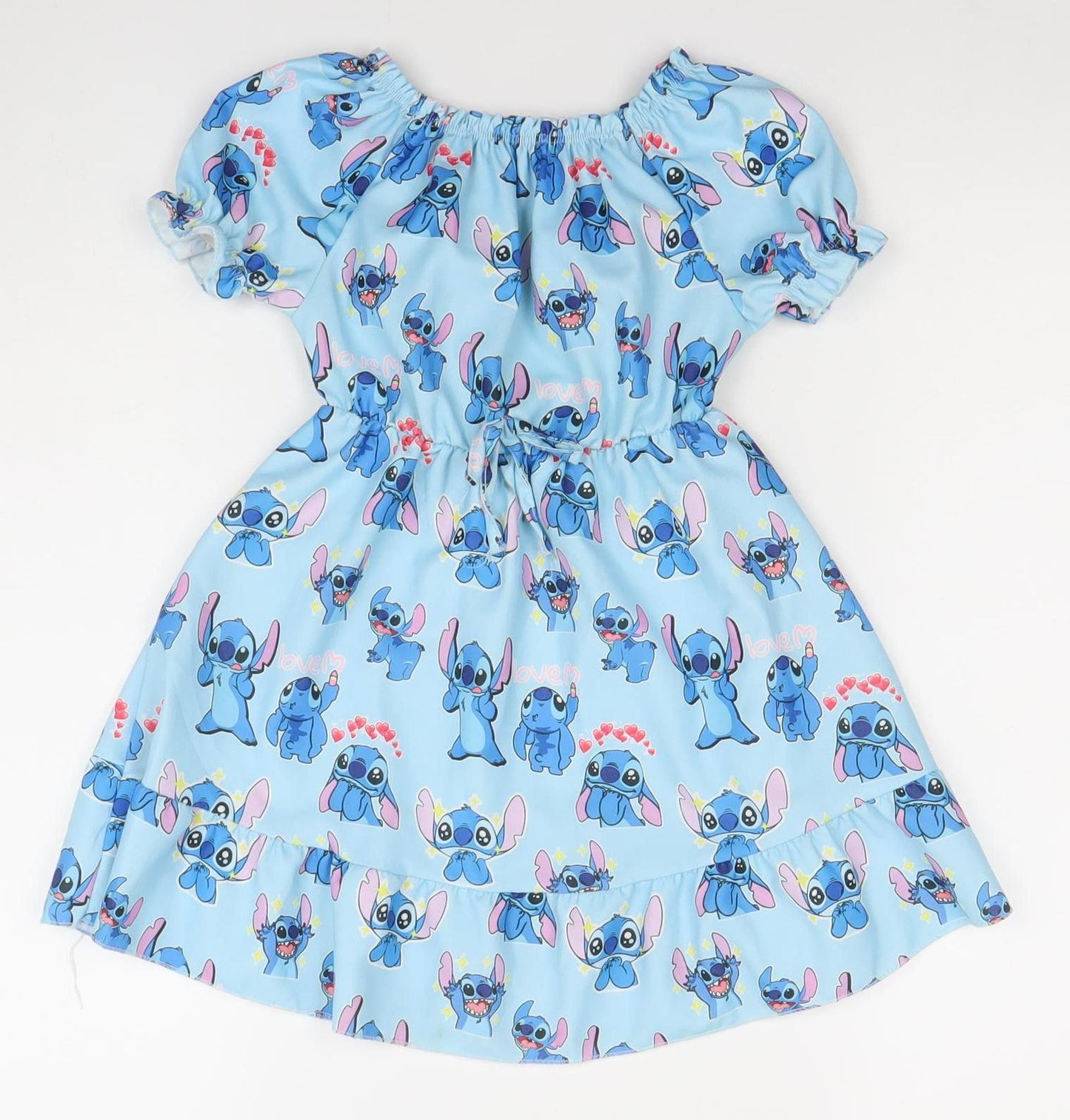 Girls Blue Lilo & Stitch Skater Dress 4 Years Short Sleeve Disney Style