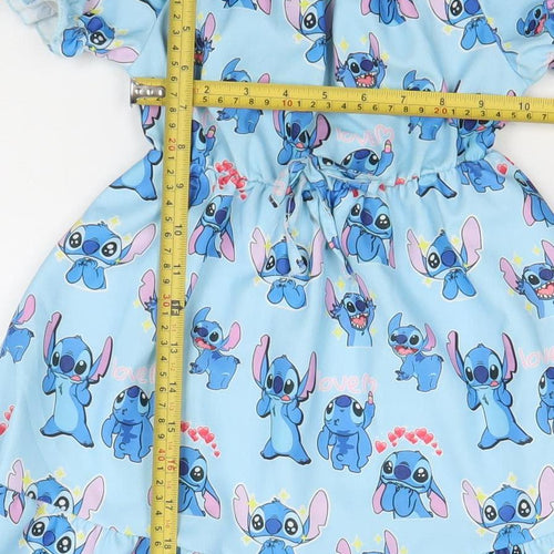 Girls Blue Lilo & Stitch Skater Dress 4 Years Short Sleeve Disney Style