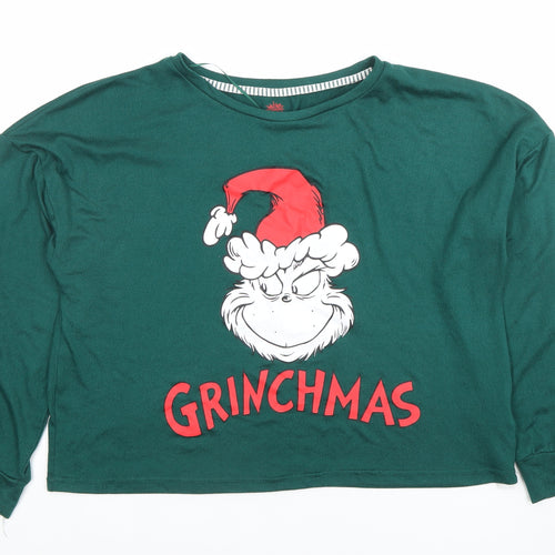 Women's Green The Grinch Christmas Long Sleeve Pyjama Top L