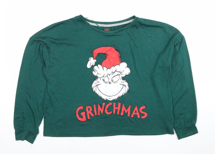 Women's Green The Grinch Christmas Long Sleeve Pyjama Top L