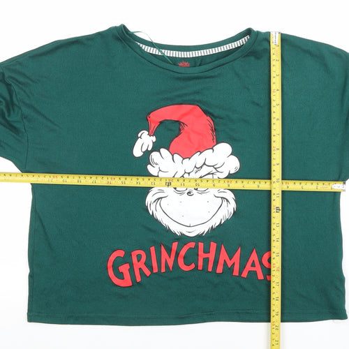 Women's Green The Grinch Christmas Long Sleeve Pyjama Top L