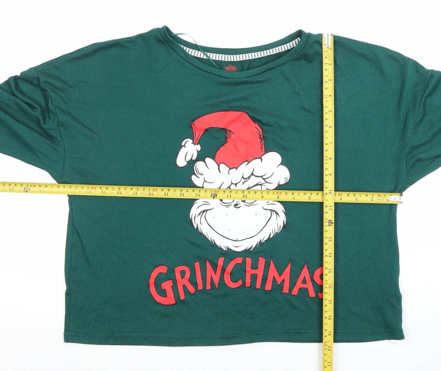 Women's Green The Grinch Christmas Long Sleeve Pyjama Top L