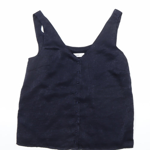 Gallery Women’s Blue Linen V-Neck Button Camisole Blouse Size S