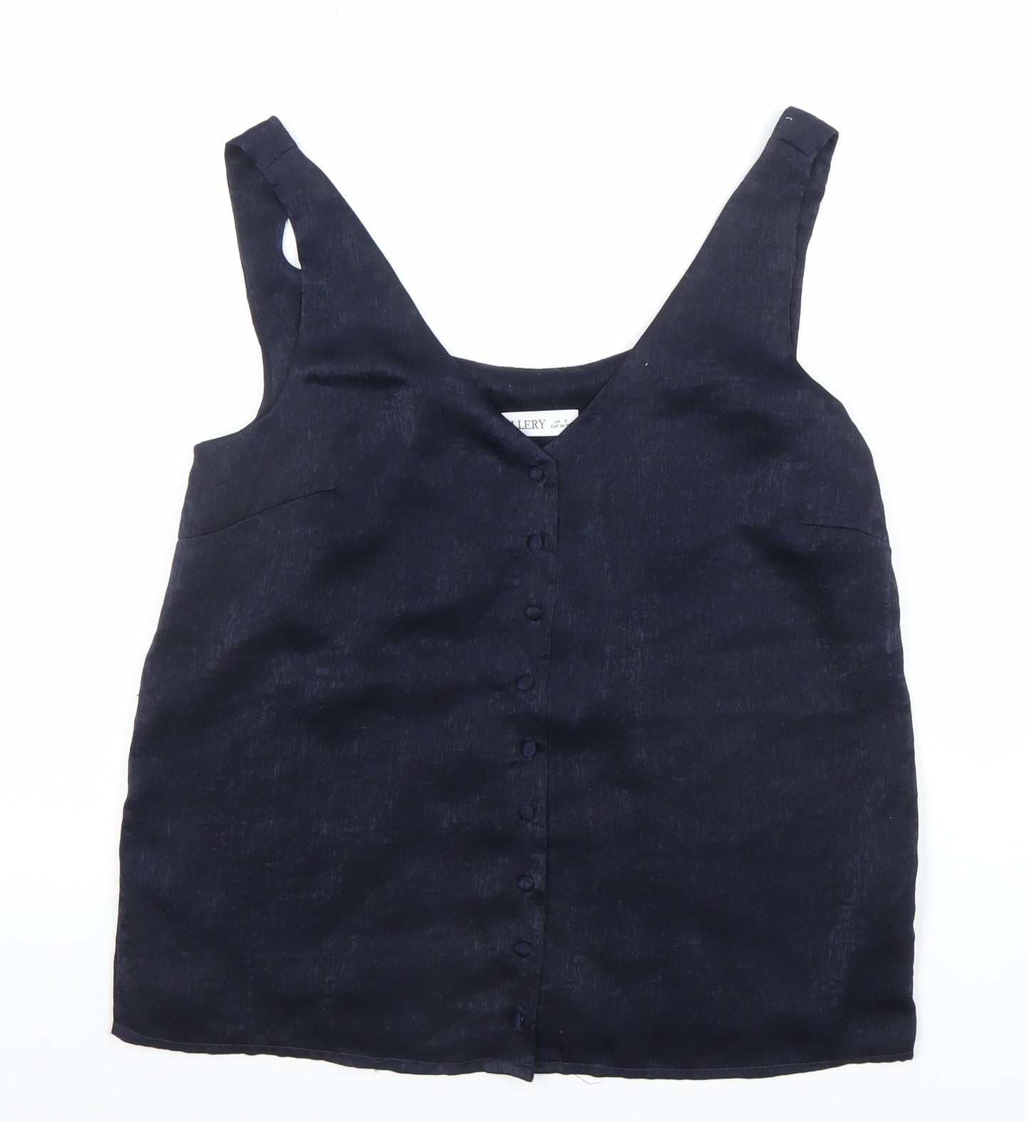 Gallery Women’s Blue Linen V-Neck Button Camisole Blouse Size S