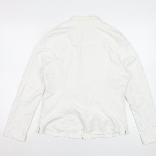Olsen Women's White Linen Cotton Zip Button-Up Shirt Size 14