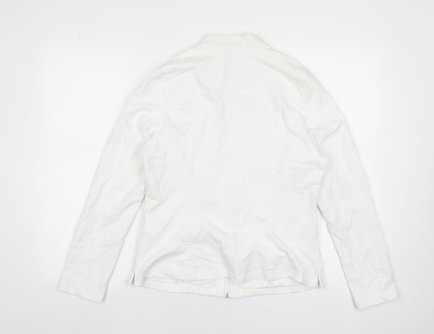 Olsen Women's White Linen Cotton Zip Button-Up Shirt Size 14