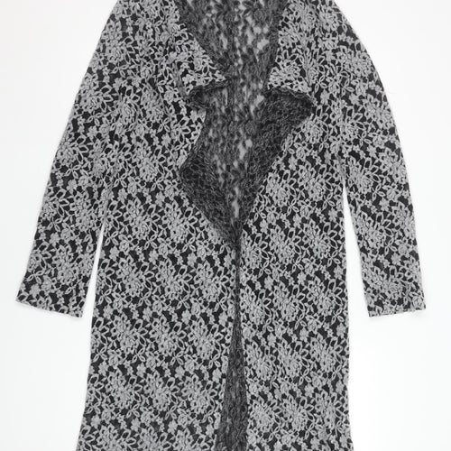 Evelin Brandt Berlin Women’s Grey Lace Open-Knit Long Cardigan Size 12
