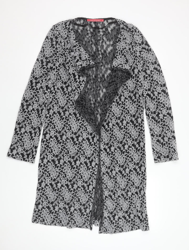 Evelin Brandt Berlin Women’s Grey Lace Open-Knit Long Cardigan Size 12