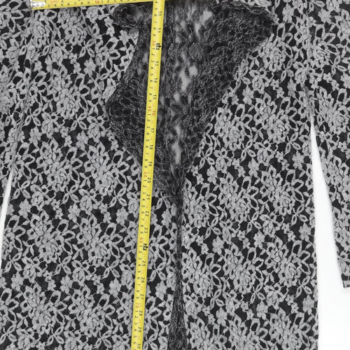 Evelin Brandt Berlin Women’s Grey Lace Open-Knit Long Cardigan Size 12