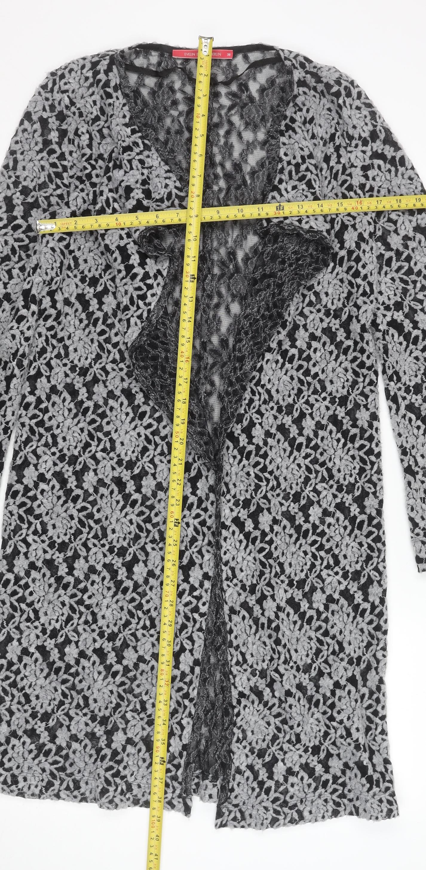 Evelin Brandt Berlin Women’s Grey Lace Open-Knit Long Cardigan Size 12