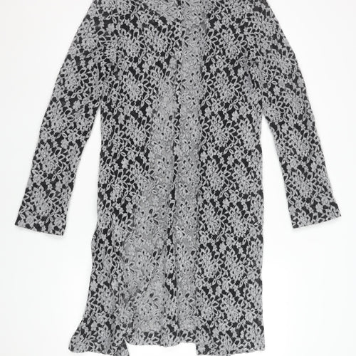 Evelin Brandt Berlin Women’s Grey Lace Open-Knit Long Cardigan Size 12