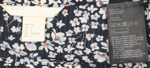 H&M Women Blue Floral A-Line Midi Skirt Size 8 Lightweight