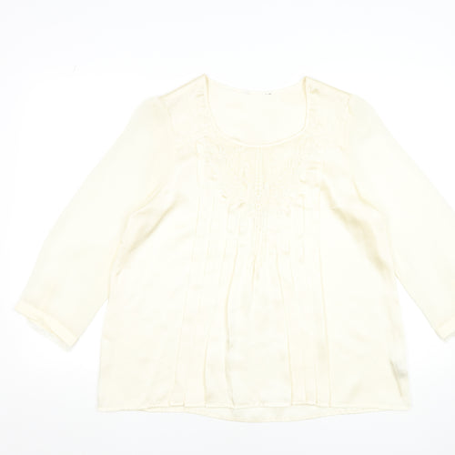 Savida Women's Ivory Embroidered Tunic Blouse Size 16